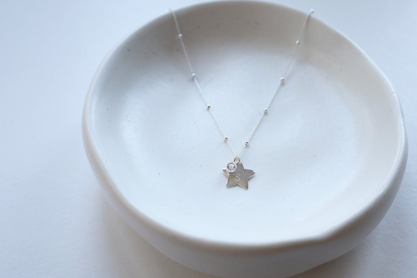 Personalised Star Pendant with birthstone charm- 925 Sterling Silver