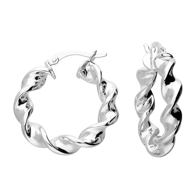 Ribbon Twist Hoops. 925 Sterling Silver.