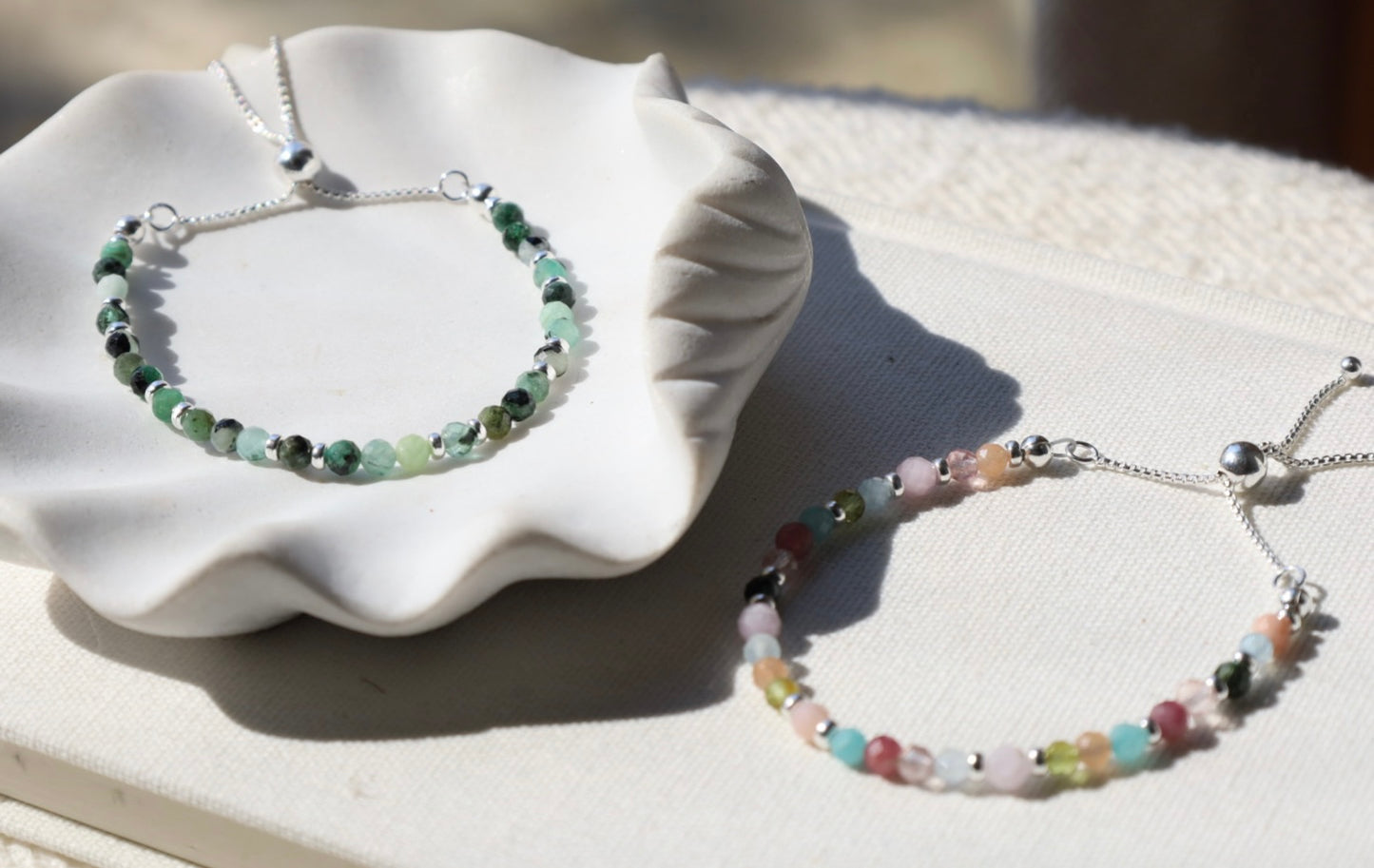 Dainty Emerald Adjustable Bracelet | 925 Sterling Silver | May Birthstone