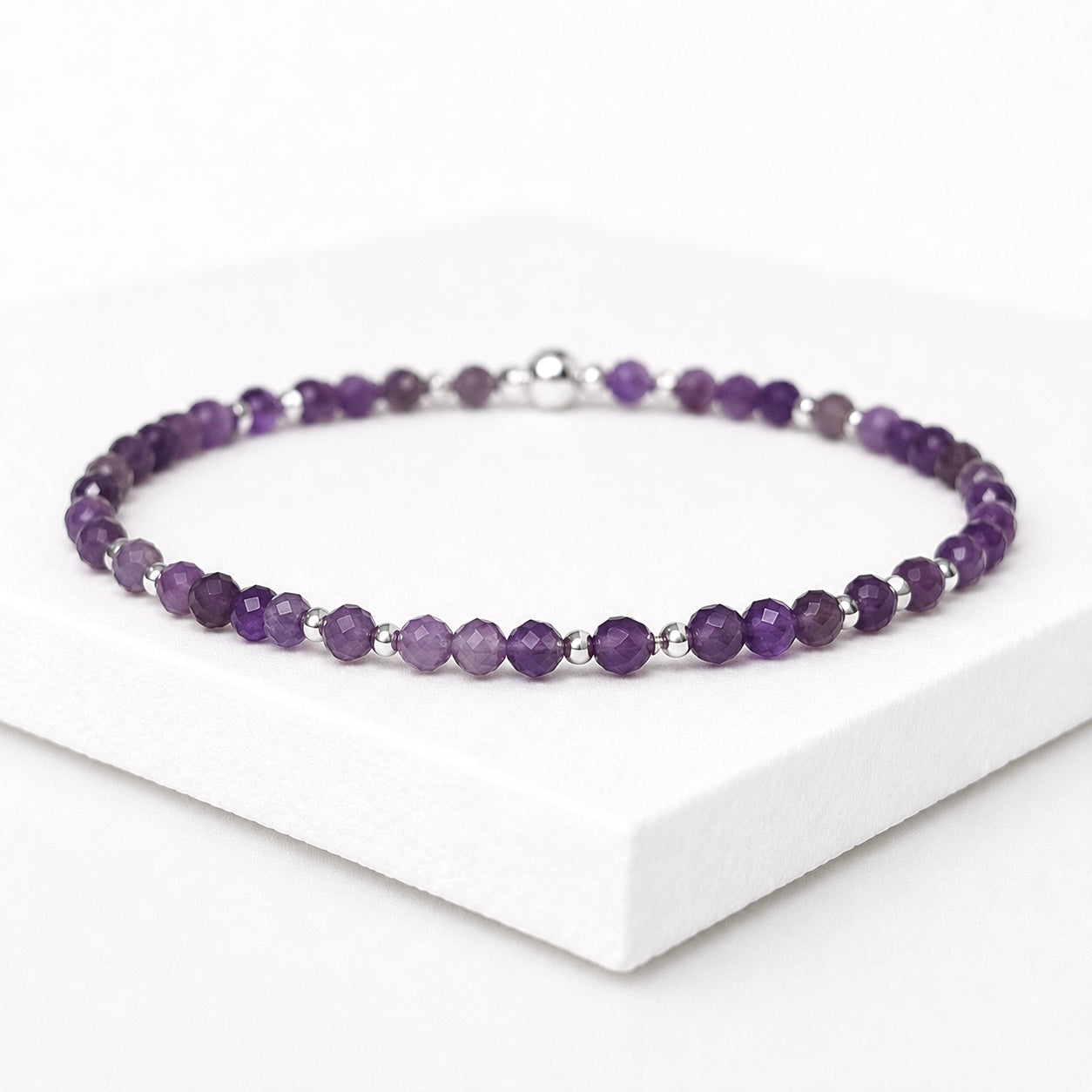 Dainty Amethyst Gemstone Bracelet | 925 Sterling Silver