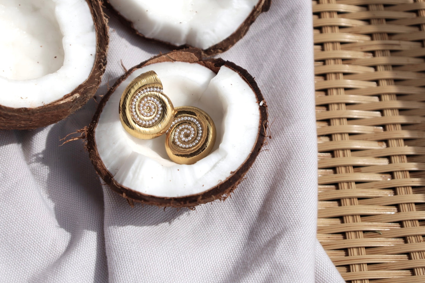 Pearl Spiral Shell Earrings