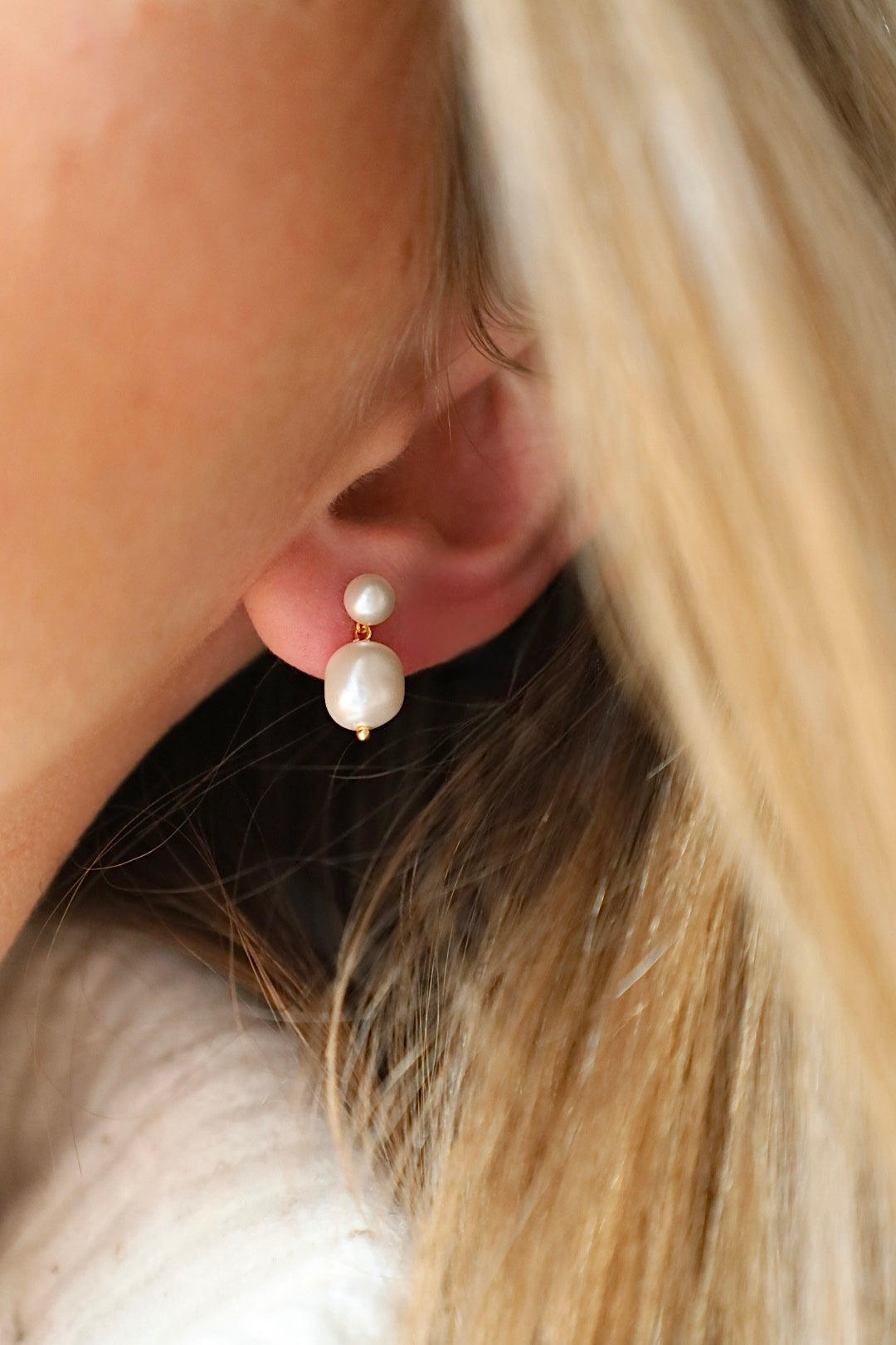 Gold Double Pearl Drops