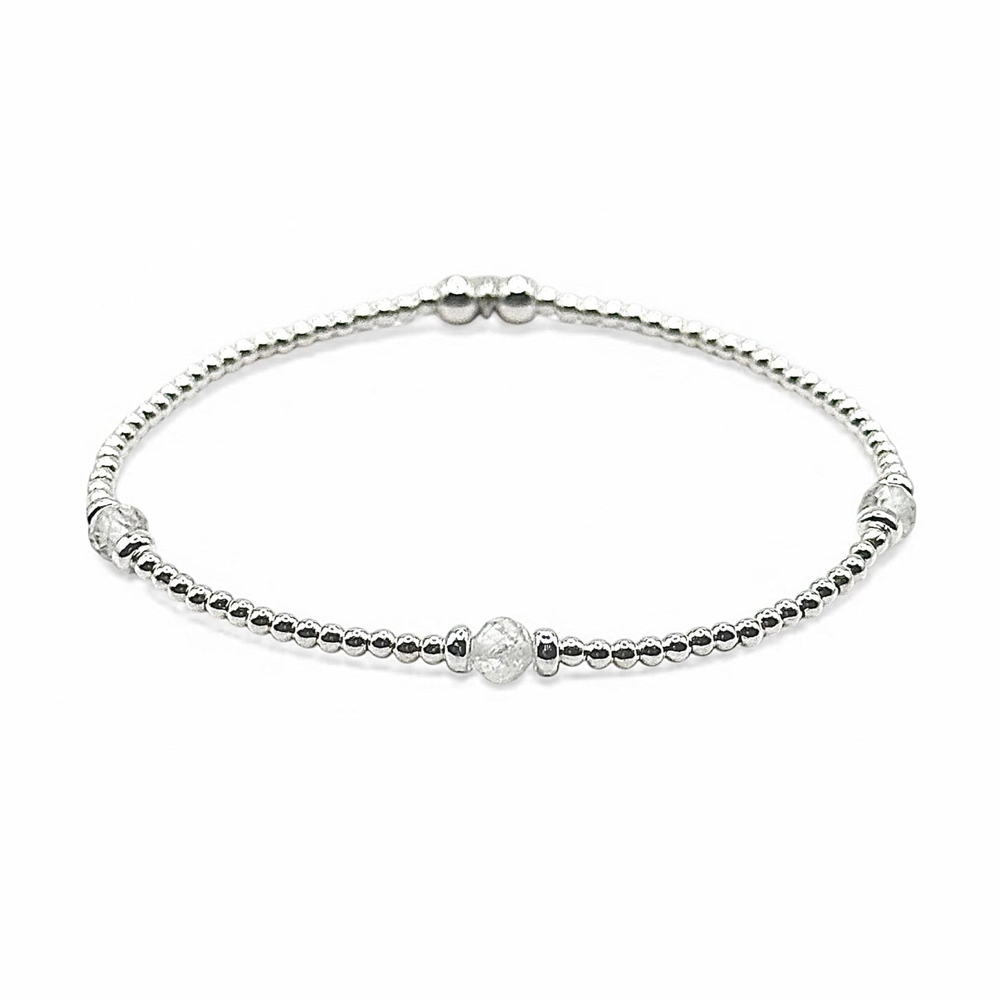 ‘Three Wishes’ Clear Quartz Bracelet | 925 Sterling Silver | April Birthstone