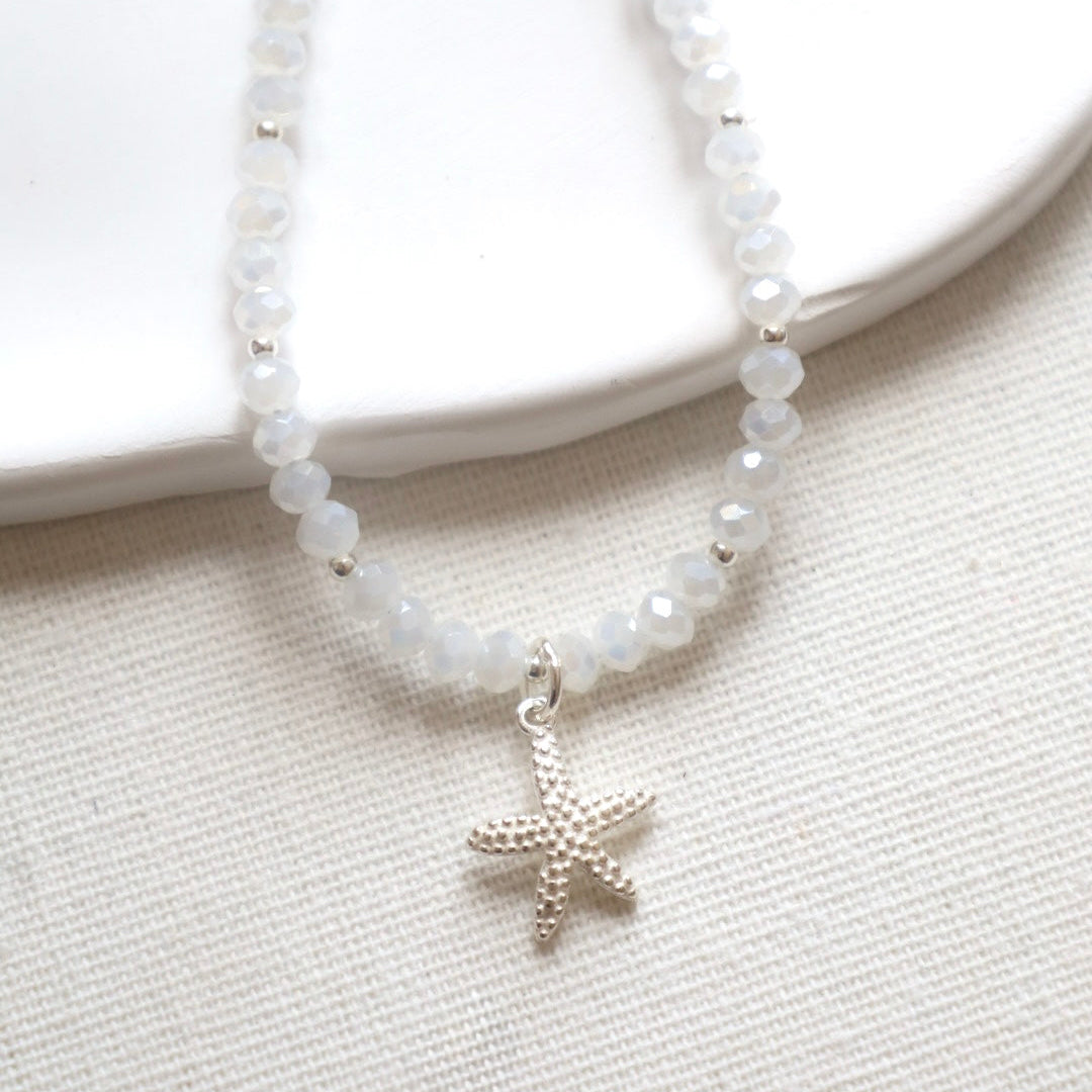 White Crystal Starfish Necklace