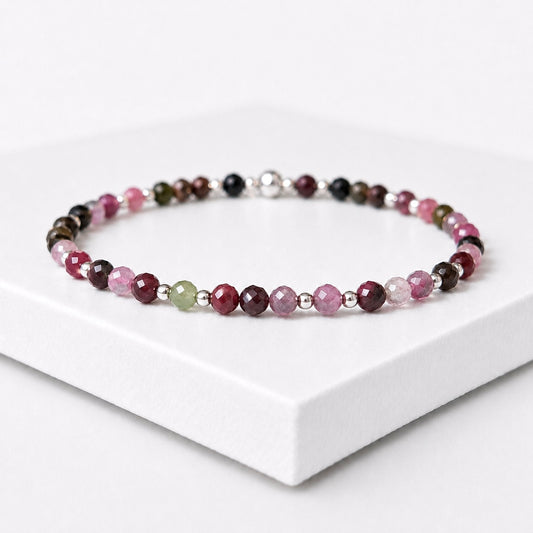 Dainty Tourmaline Gemstone Bracelet | 925 Sterling Silver