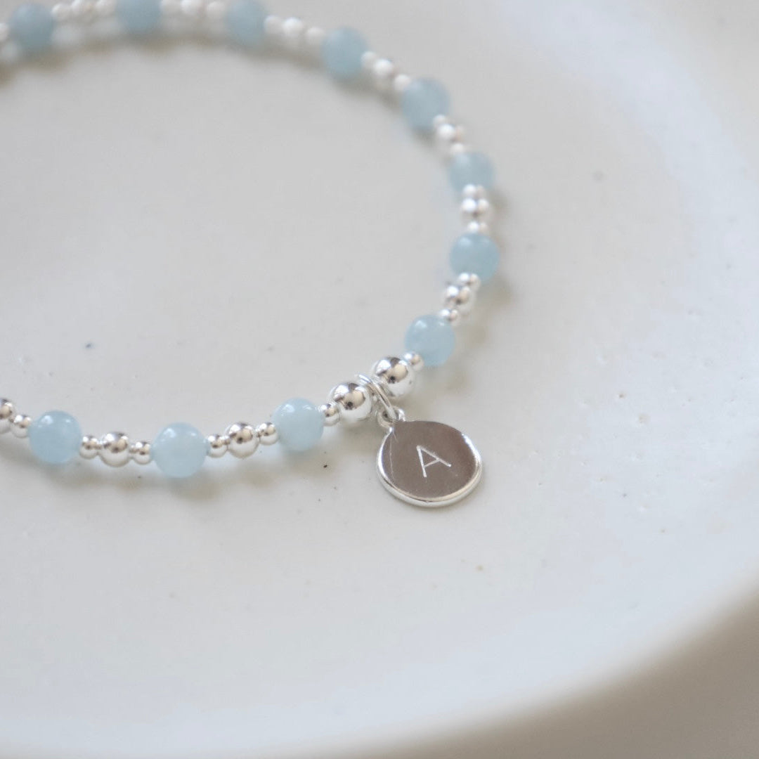 Personalised Aquamarine Initial Bracelet