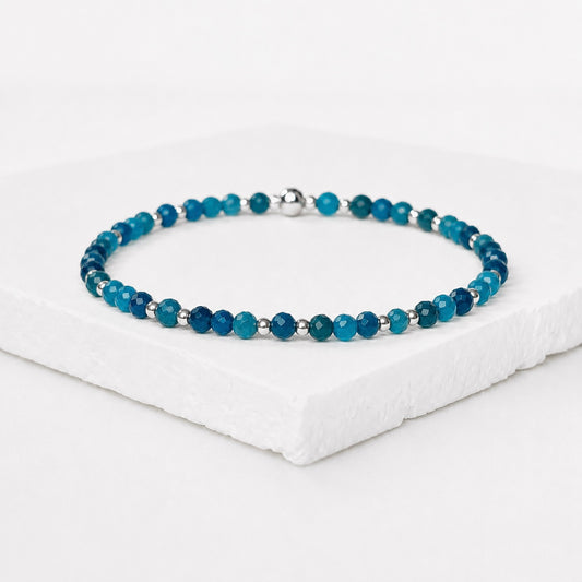 Dainty Blue Apatite Gemstone Bracelet | 925 Sterling Silver