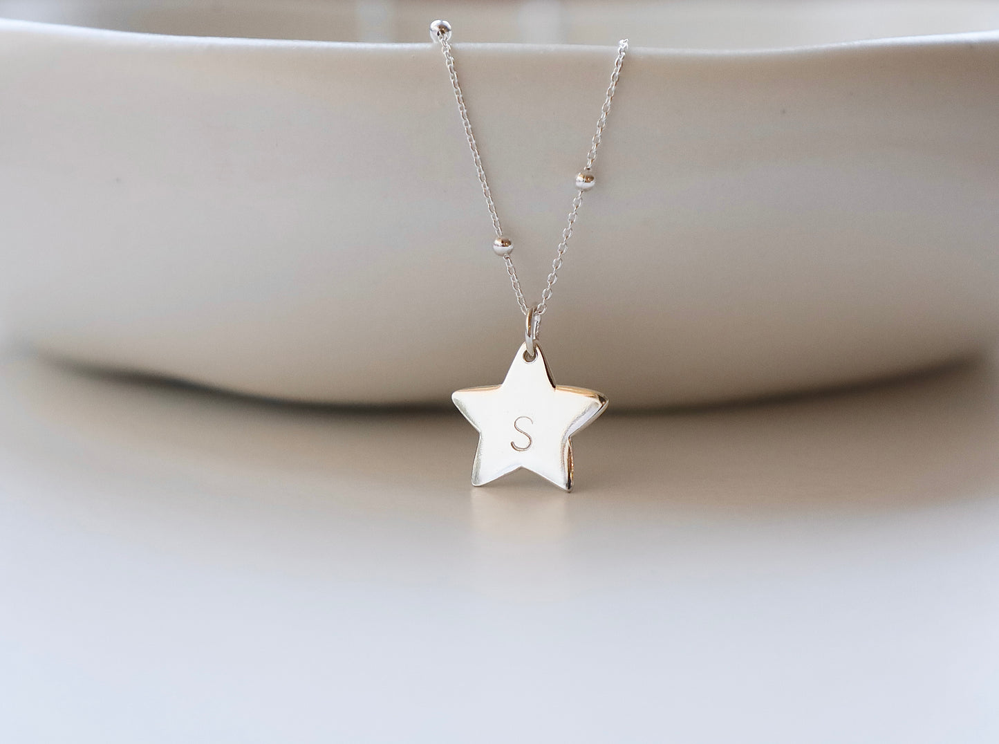 Personalised Star Pendant with birthstone charm- 925 Sterling Silver