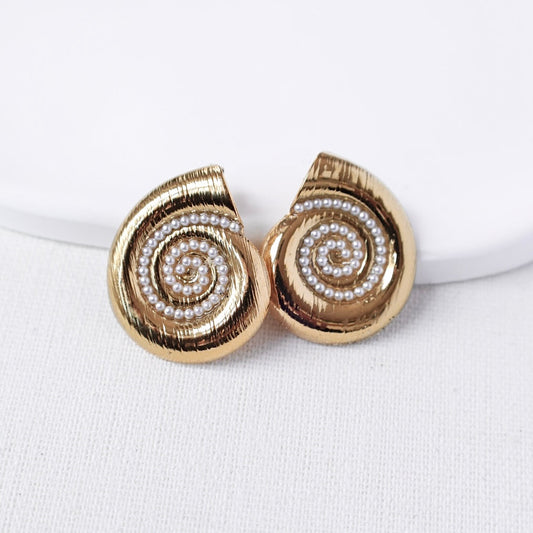 Pearl Spiral Shell Earrings