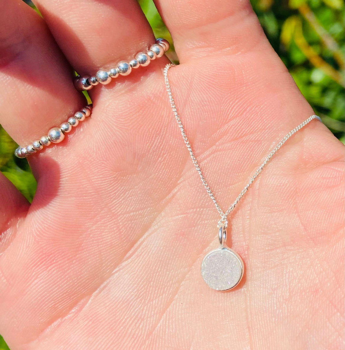 Druzy Agate Necklace. 925 Sterling Silver