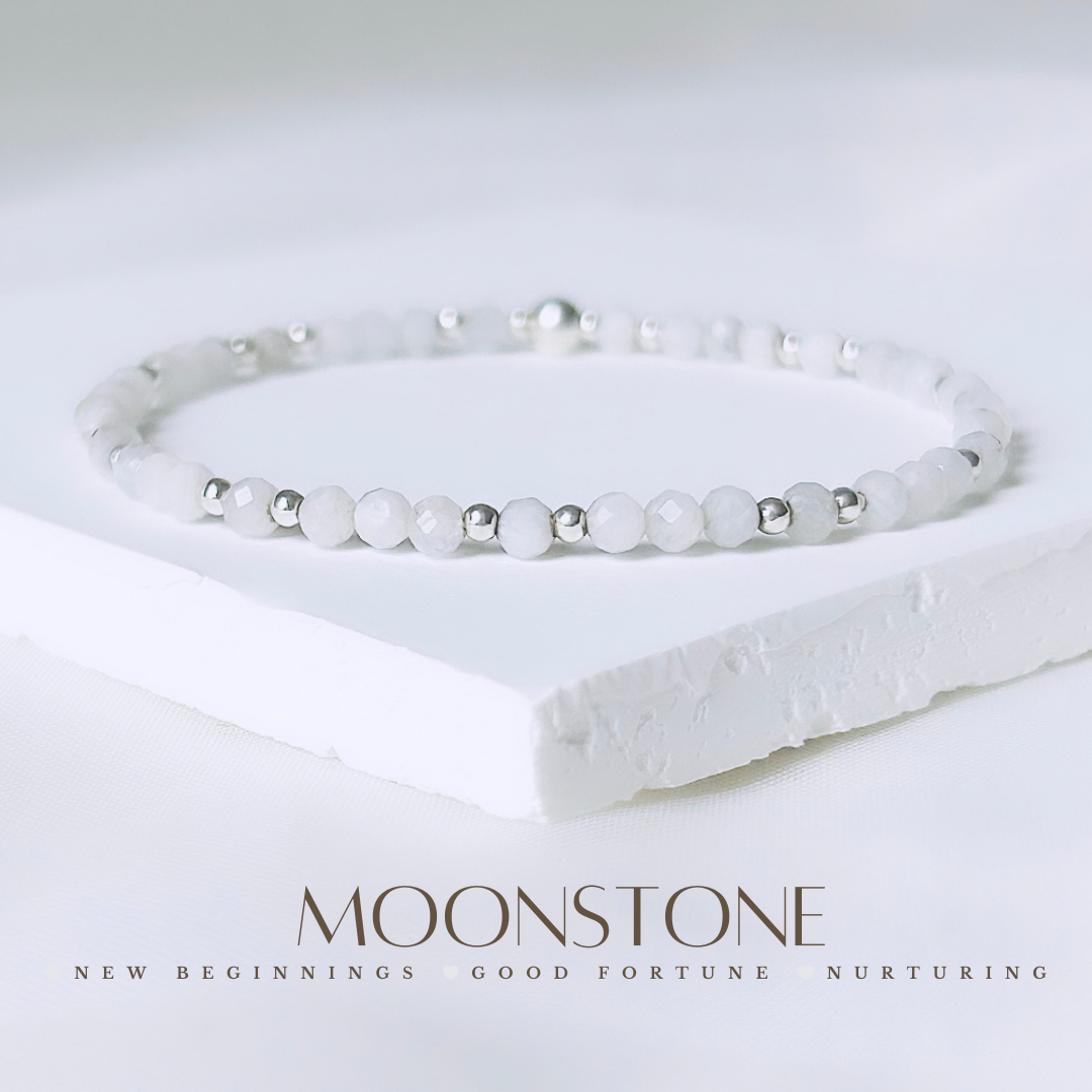 Dainty Moonstone Gemstone Bracelet | 925 Sterling Silver