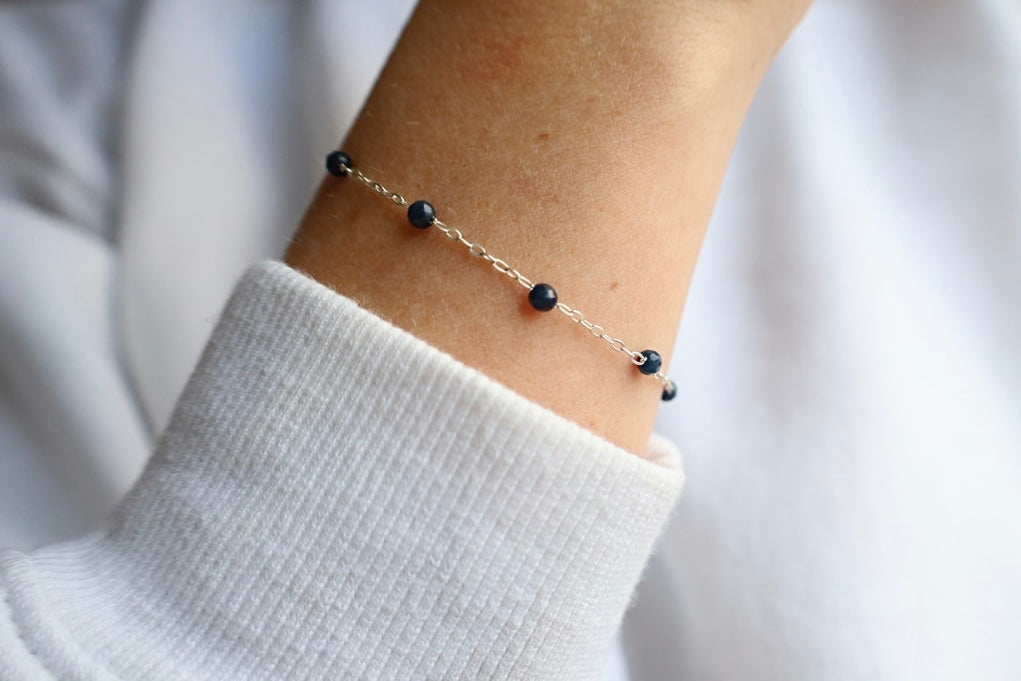 Sapphire Bracelet. 925 Sterling Silver. September Birthstone