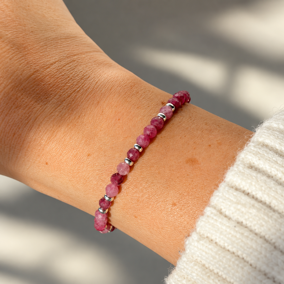 Pink Tourmaline Adjustable Bracelet | October Birthstone