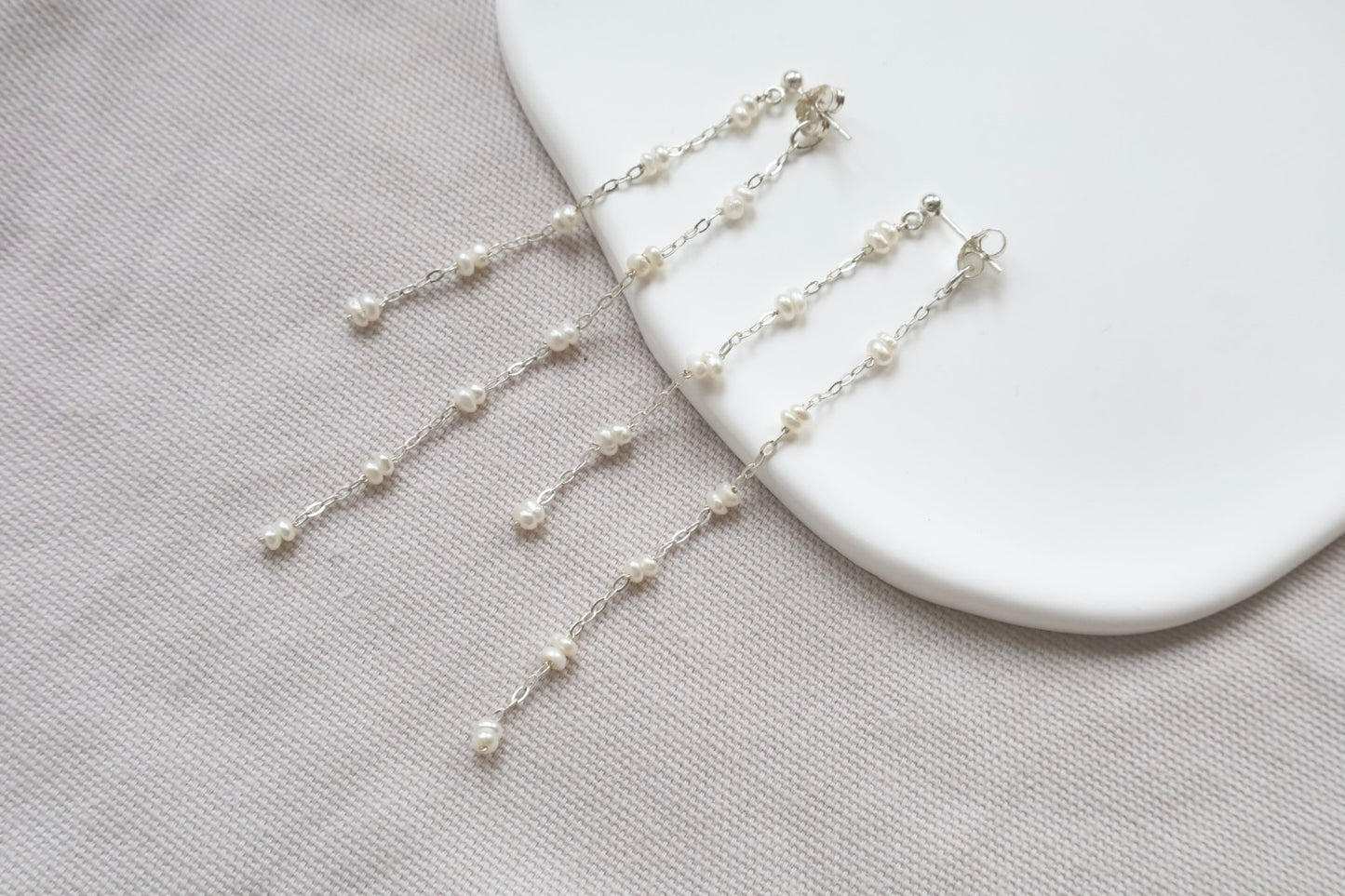 Double Dangle Pearl Earrings