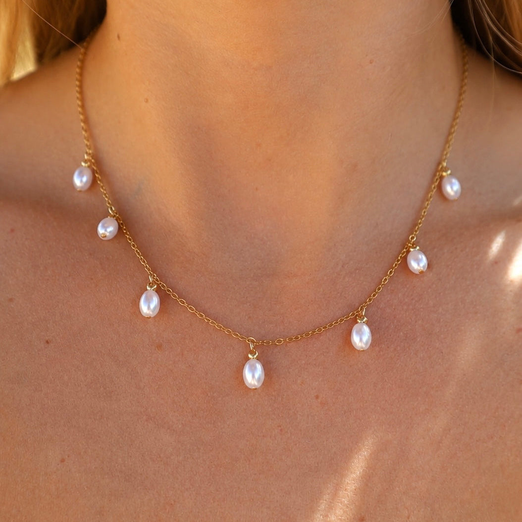 Multi Pearl Drop Necklace