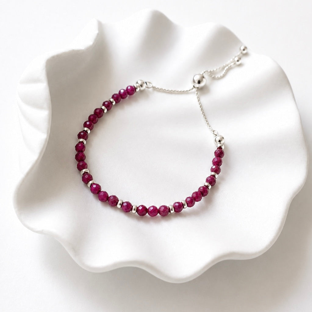 Pink Ruby Adjustable Bracelet | July Birthstone