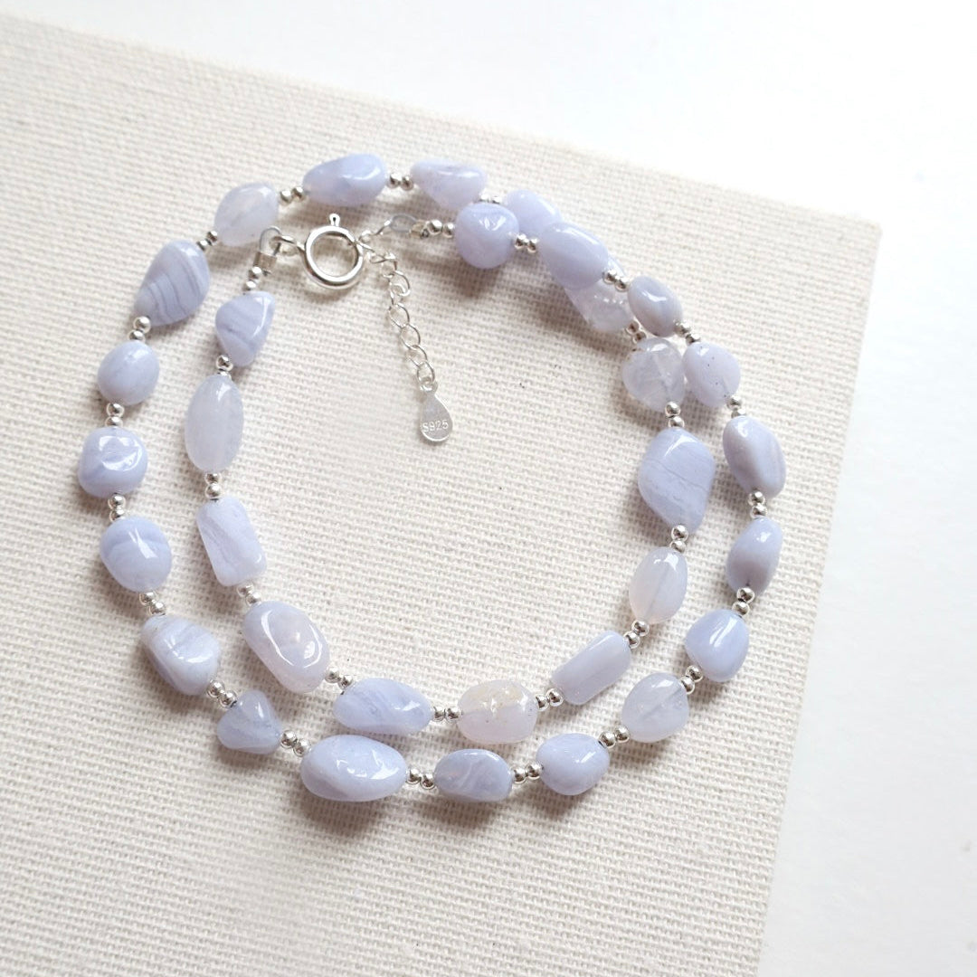 Blue Lace Agate Pebble Necklace