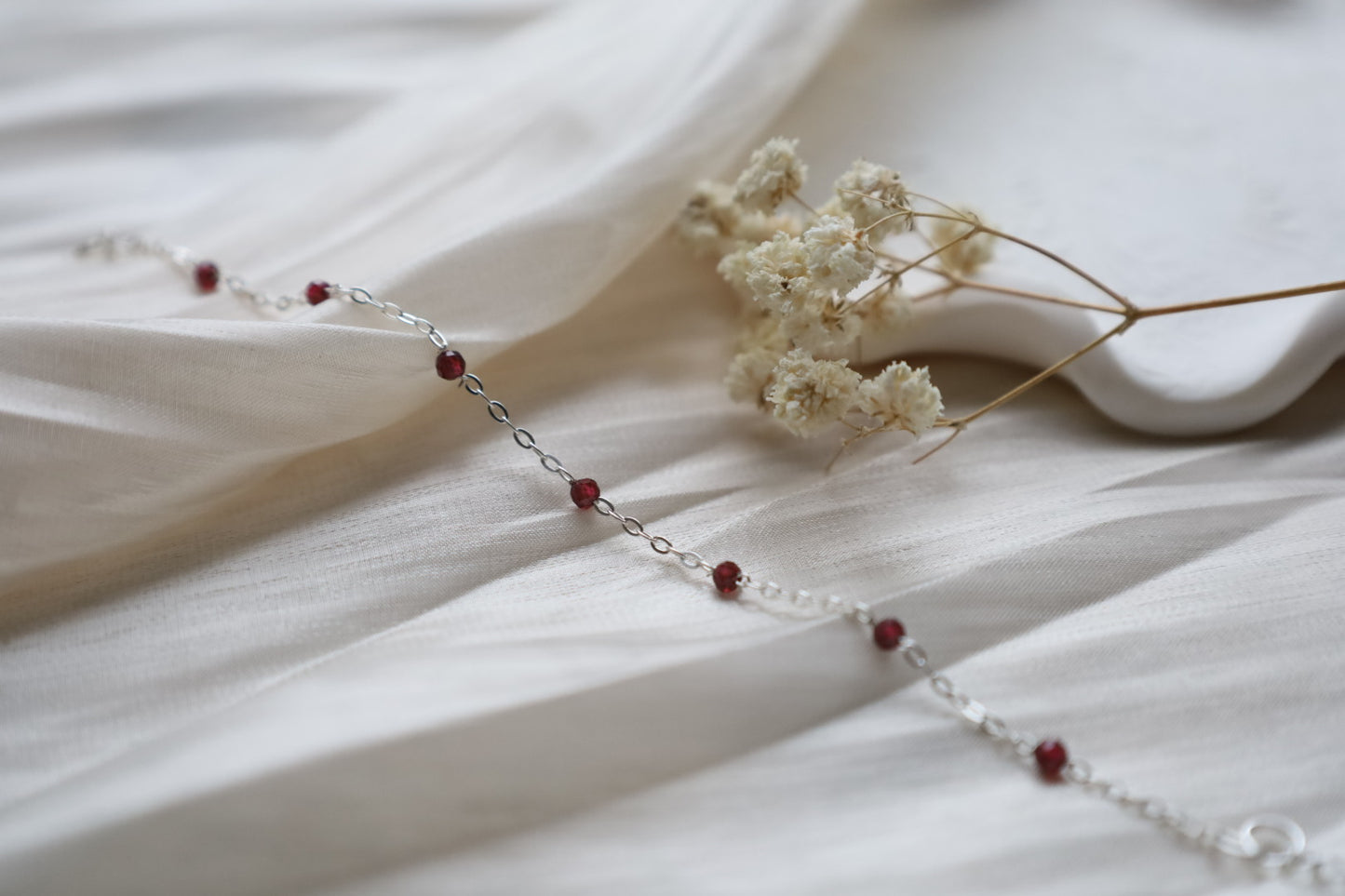 Garnet Bracelet. 925 Sterling Silver. January Birthstone