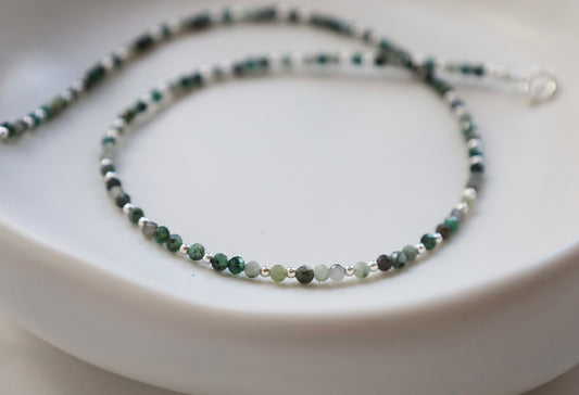 Dainty Emerald Gemstone Necklace | 925 Sterling Silver