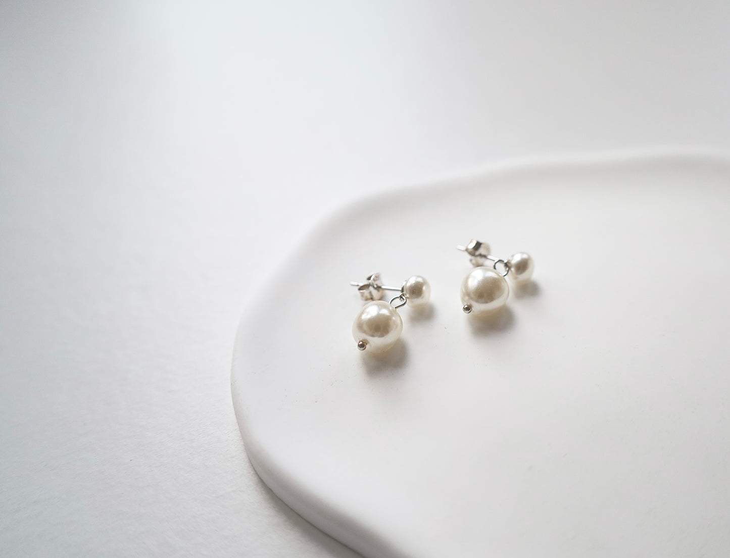 Silver Double Pearl Drops
