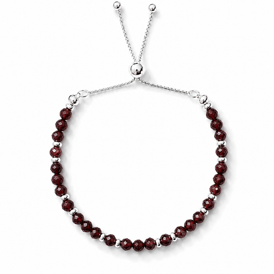 Garnet Adjustable Bracelet | 925 Sterling Silver | January Birthstone