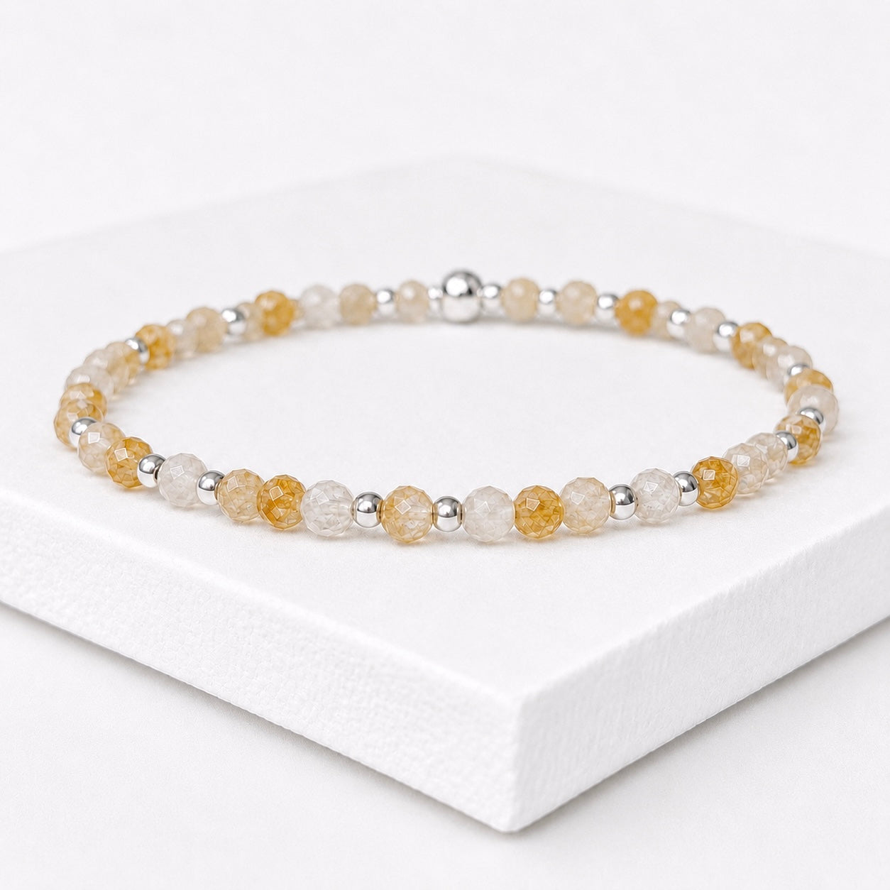 Dainty Citrine Gemstone Bracelet | 925 Sterling Silver