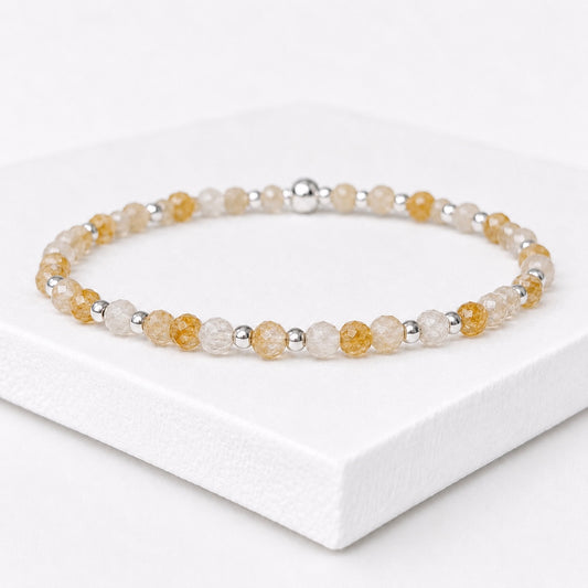 Dainty Citrine Gemstone Bracelet | 925 Sterling Silver