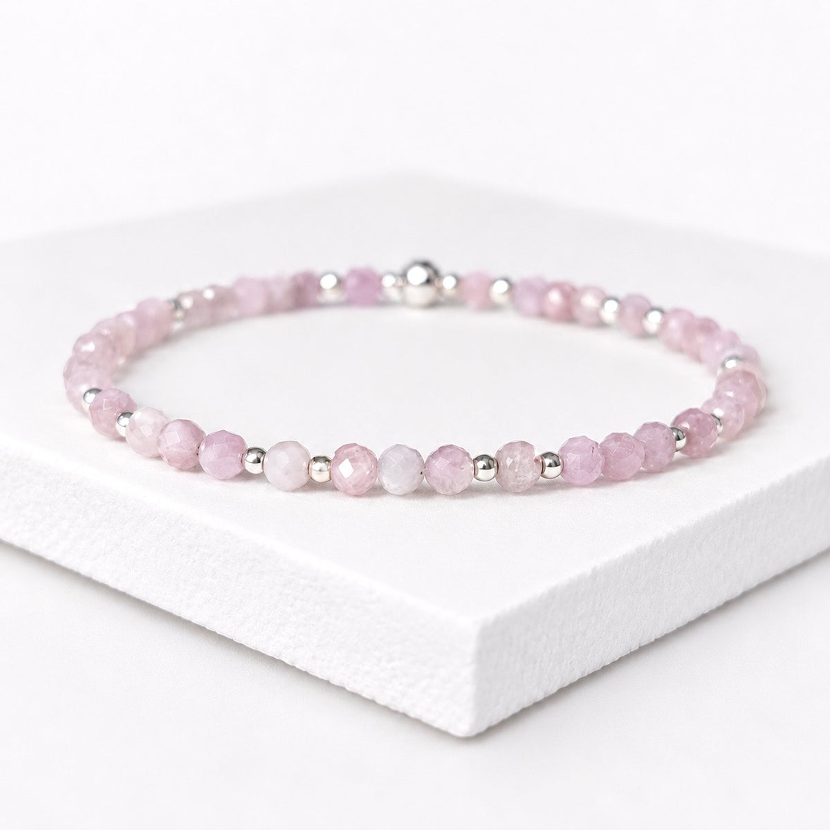 Dainty Kunzite Gemstone Bracelet | 925 Sterling Silver