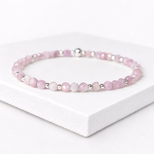 Dainty Kunzite Gemstone Bracelet | 925 Sterling Silver