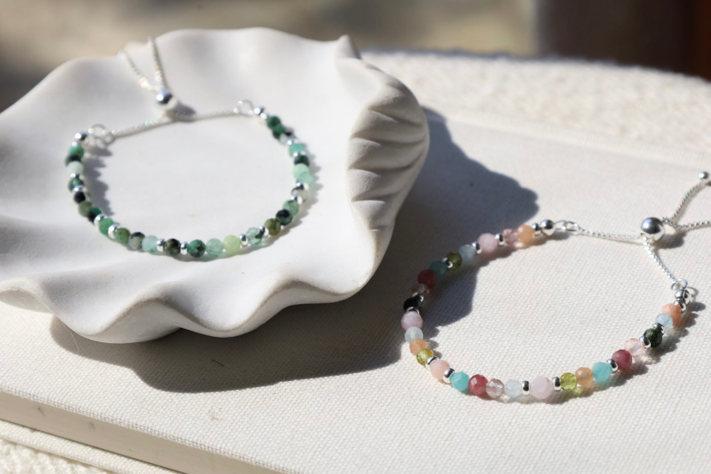 Dainty Emerald Adjustable Bracelet | 925 Sterling Silver | May Birthstone