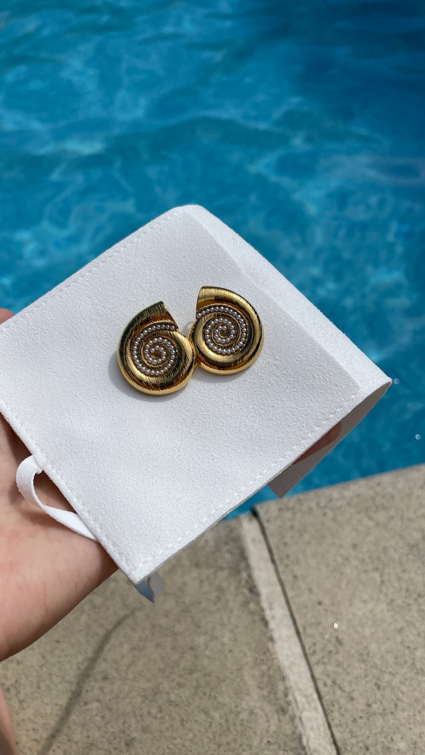 Pearl Spiral Shell Earrings
