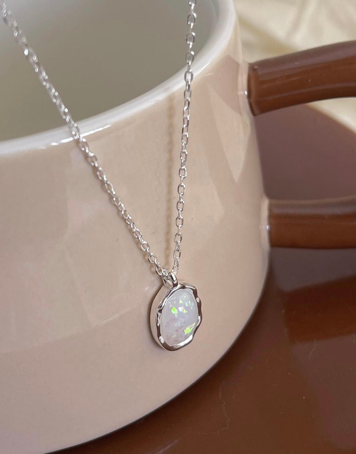 Opal Necklace. 925 Sterling Silver