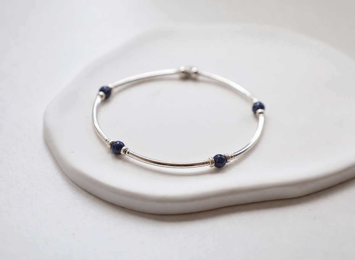 Blue Sandstone Stretch Bangle