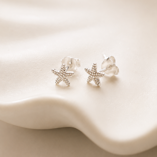 Starfish Stud Earrings. 925 Sterling Silver