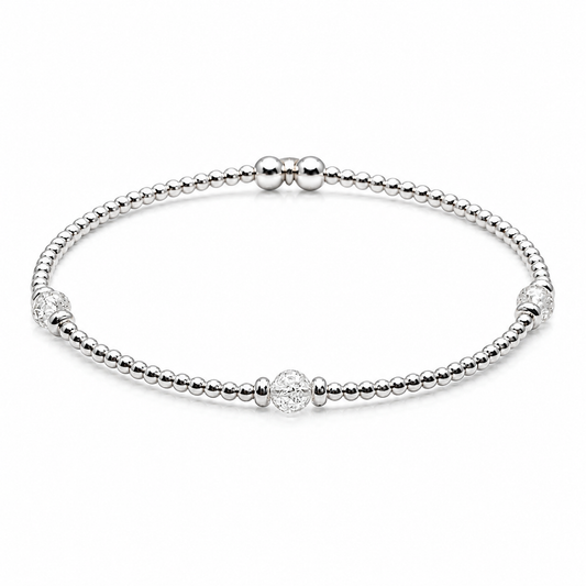 ‘Three Wishes’ Clear Quartz Bracelet | 925 Sterling Silver | April Birthstone