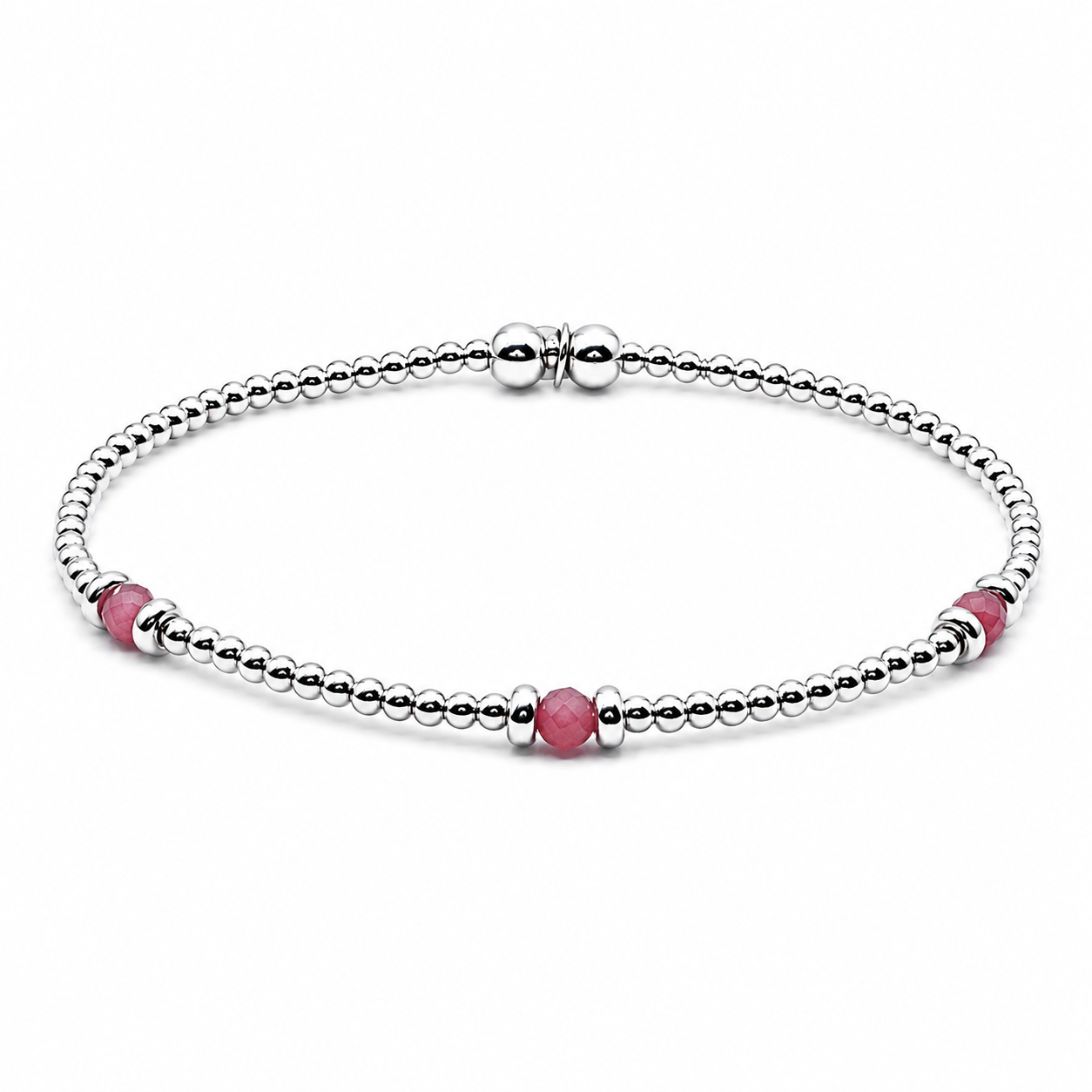 ‘Three Wishes’ Pink Tourmaline Bracelet | 925 Sterling Silver | October Birthstone