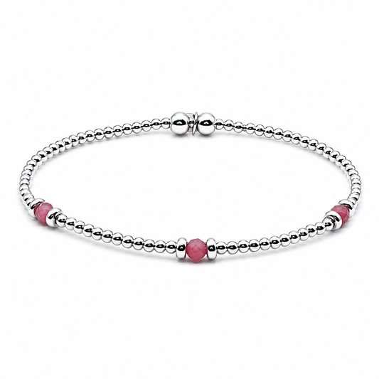 ‘Three Wishes’ Pink Tourmaline Bracelet | 925 Sterling Silver | October Birthstone