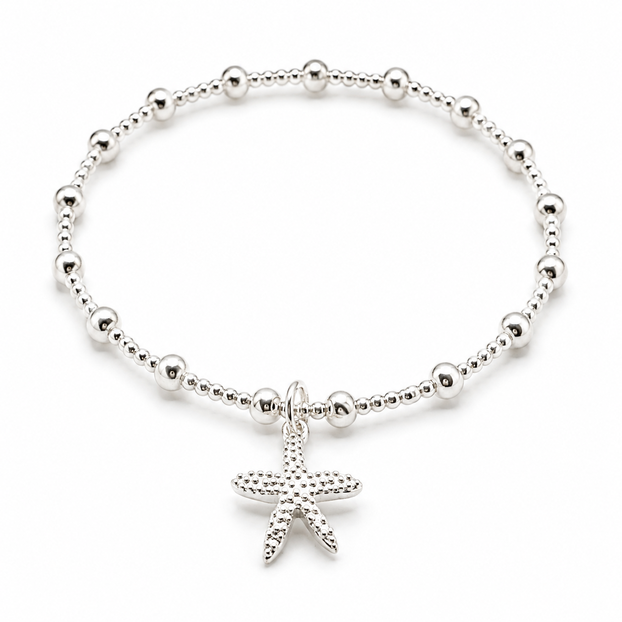 Starfish Charm Bracelet- 925 Sterling Silver