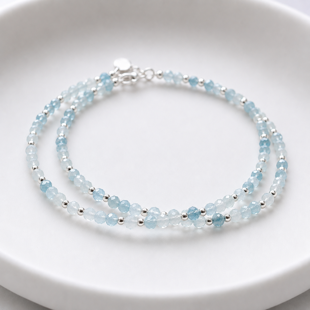 Dainty Aquamarine Gemstone Necklace | 925 Sterling Silver