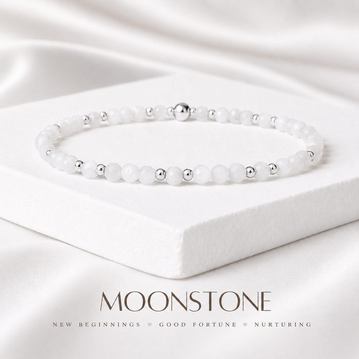 Dainty Moonstone Gemstone Bracelet | 925 Sterling Silver | Gold