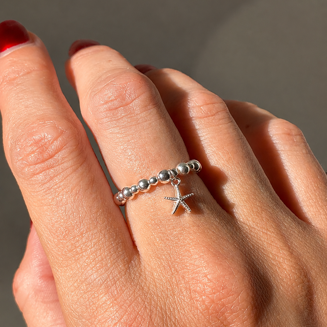 Tiny Starfish Charm Ring