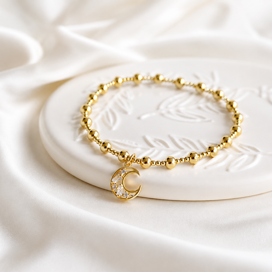Gold Moon Charm Bracelet