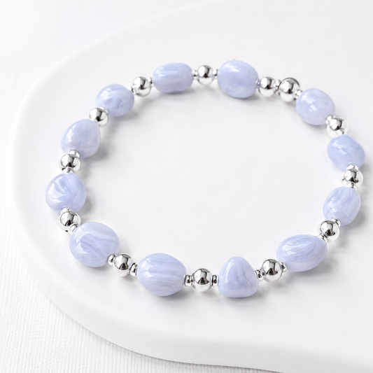 Blue Lace Agate Pebble Bracelet