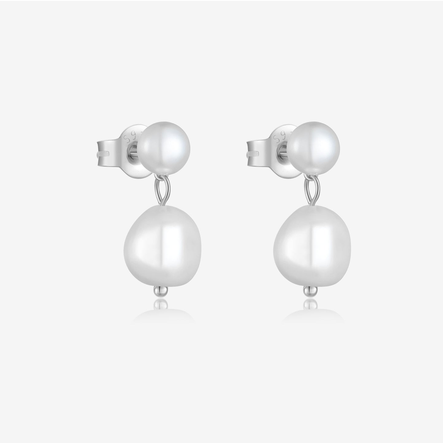 Silver Double Pearl Drops