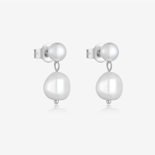 Silver Double Pearl Drops