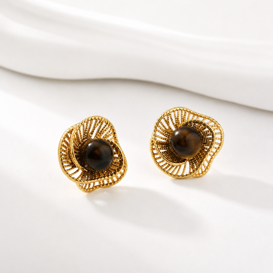 Woven Tiger Eye Earrings