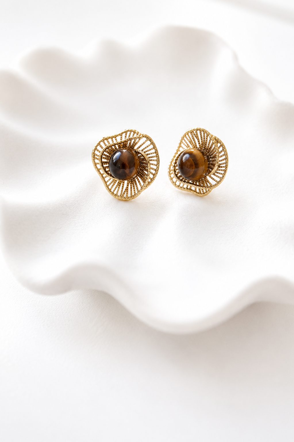 Woven Tiger Eye Earrings