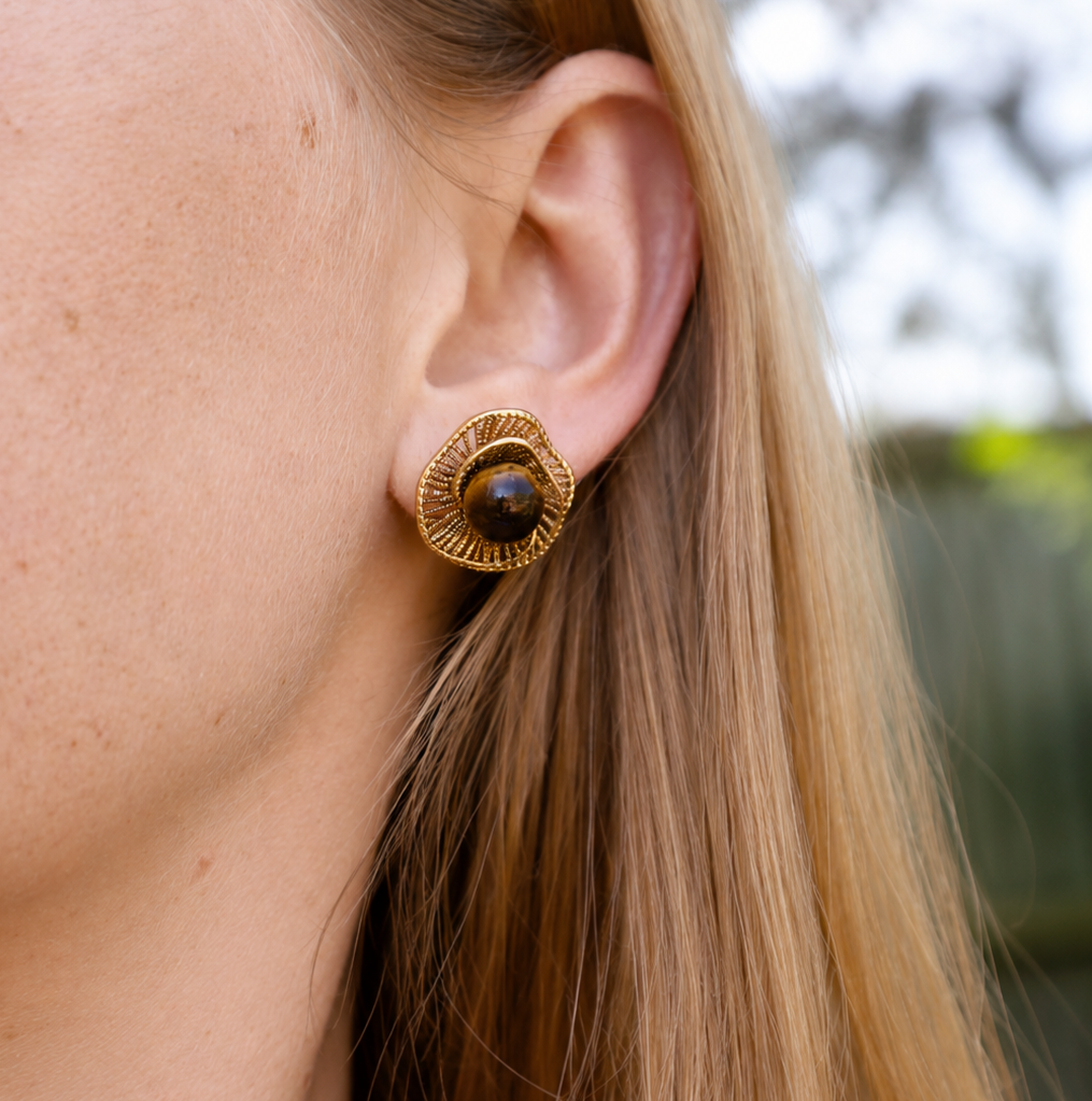 Woven Tiger Eye Earrings