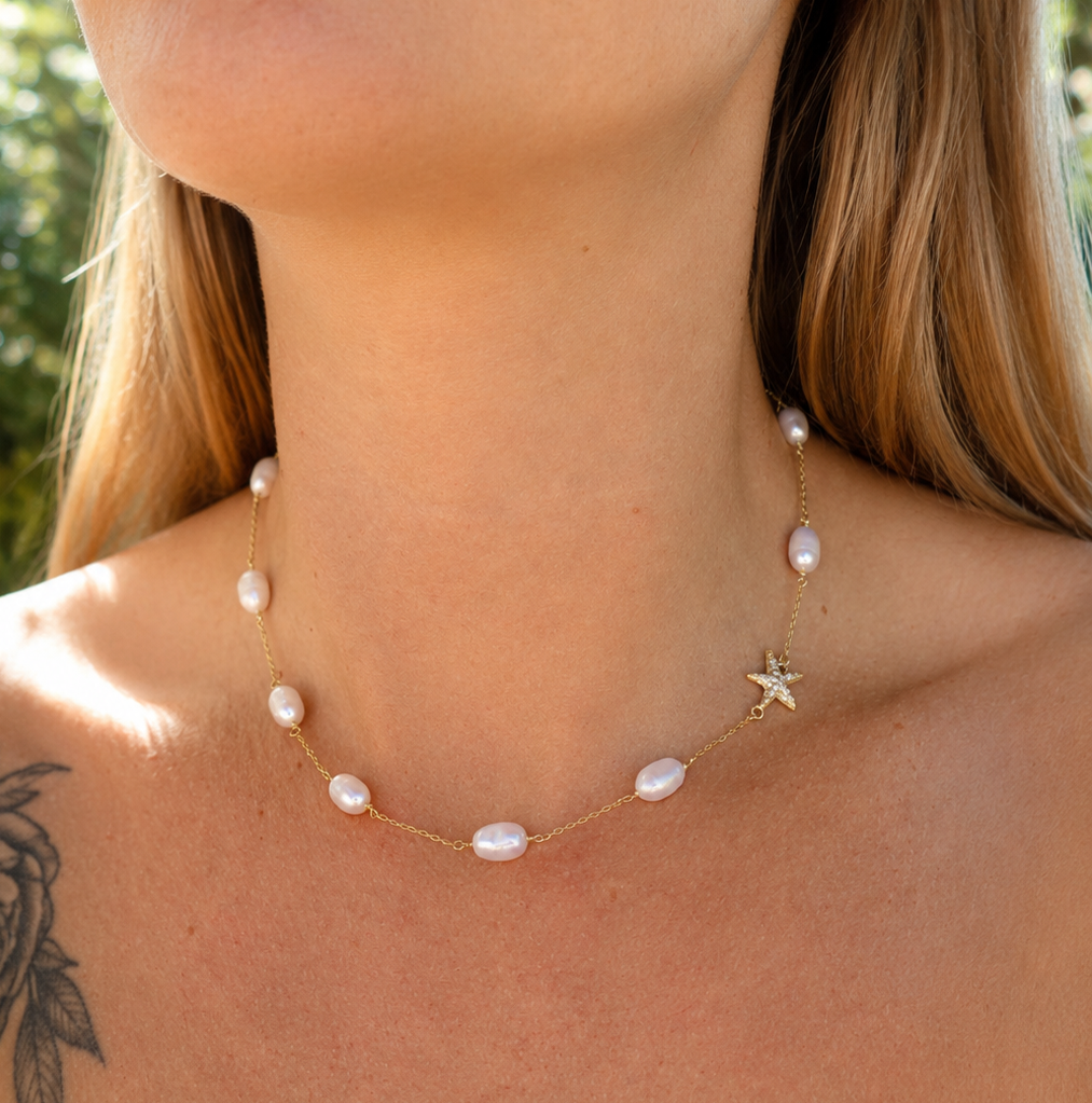 Pearl with starfish Necklace