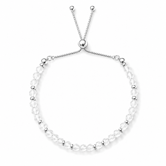 Dainty Clear Quartz Adjustable Bracelet | 925 Sterling Silver | April Birthstone
